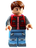 LEGO btf001 Marty McFly - Red Vest with Pockets, Dark Bluish Gray Arms