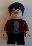 LEGO hp233 Harry Potter, Dark Red Plaid Flannel Shirt, Black Short Legs