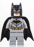 LEGO sh552 Batman - Light Bluish Gray Suit with Gold Belt, Black Crest, Mask and Cape (Type 3 Cowl)