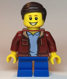 LEGO twn382 Boy, Dark Red Jacket with Light Bluish Gray Shirt, Dark Brown Hair, Blue Short Legs
